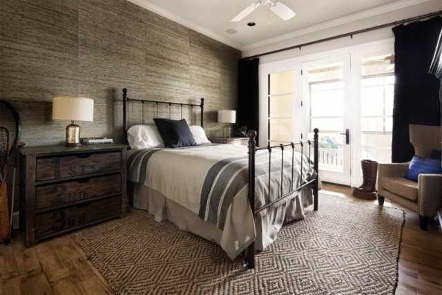 vægdesign-tapet-sten-look-soveværelse-vintage-stil