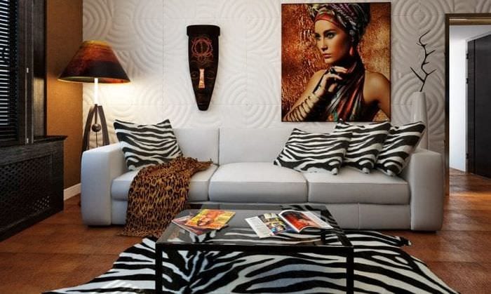 krásná výzdoba ložnice v africkém stylu