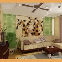 lehká výzdoba ložnice v obrázku v africkém stylu