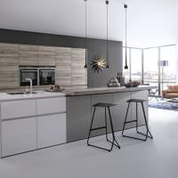 Minimalistisk køkken-stue design