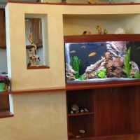 Lehká dělící stěna s plochým akváriem