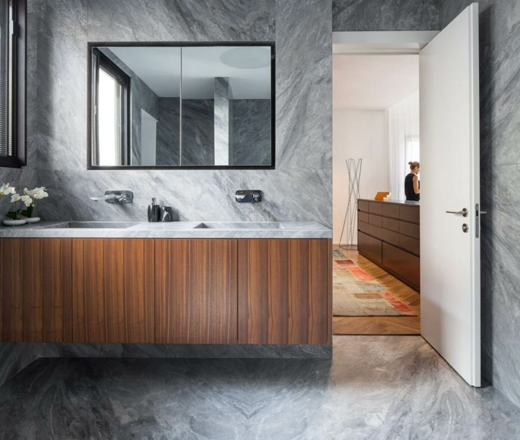 aluminium-rum-skille-sort-badeværelse-sten-grå-vask skab