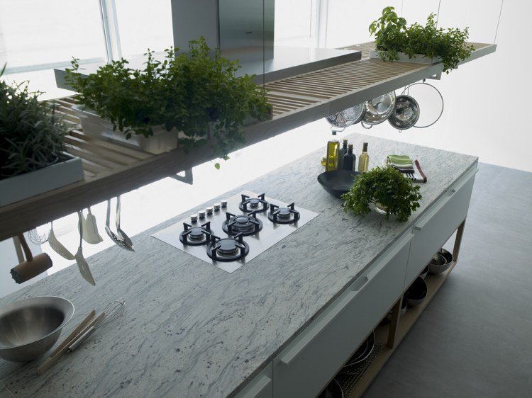 Bordplade-granit-køkken-moderne-design-grå-gaskomfur