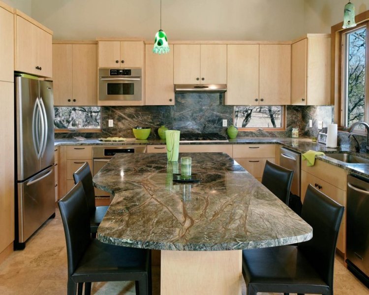 Bordplade-granit-køkken-grå-grøn-korn-spisebord
