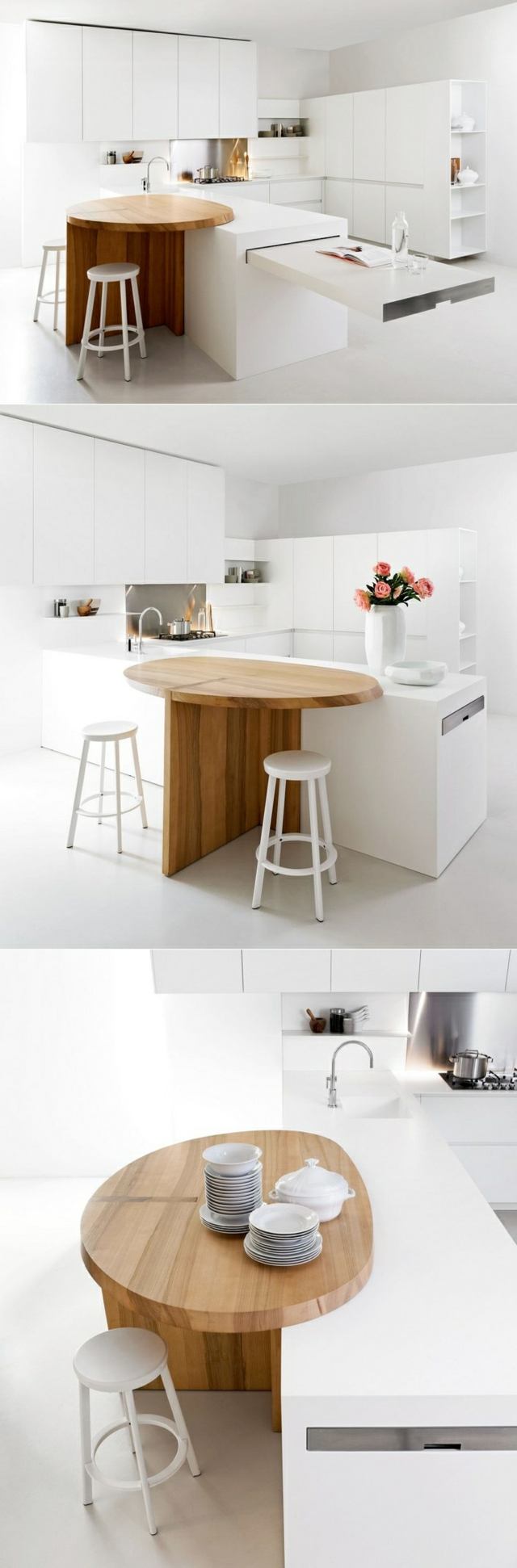 Køkken rund ø tæller hvid indrettet køkken moderne minimalistisk