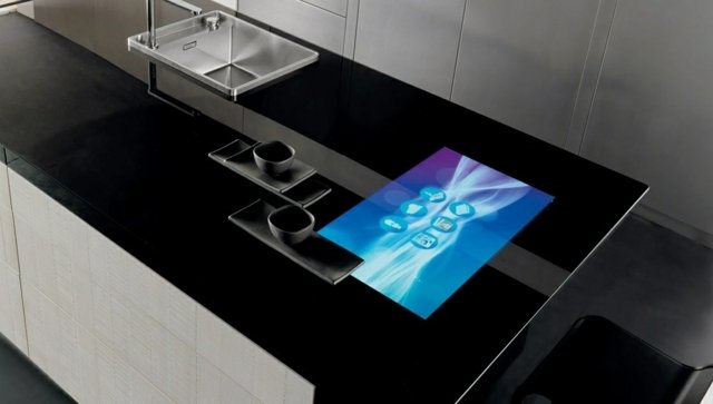 Køkken bordplade integreret LED skærm