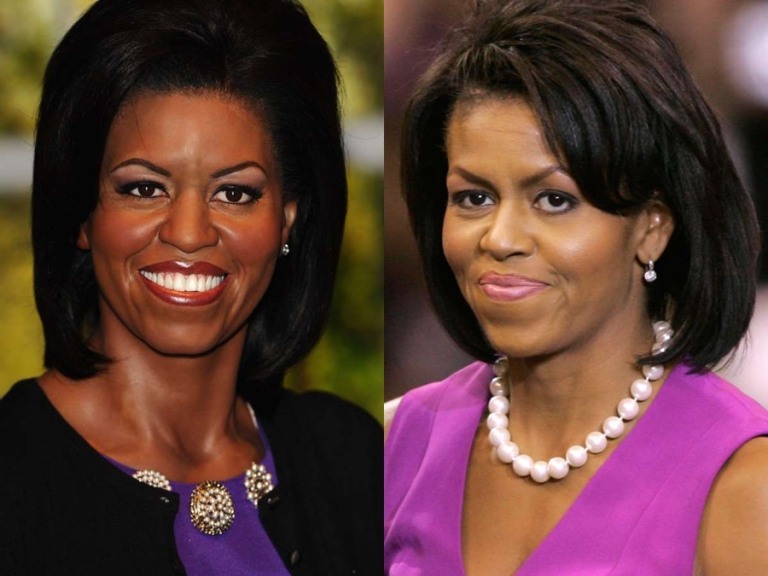 Michelle Obama voksfigur hudfarve frisure forskelle