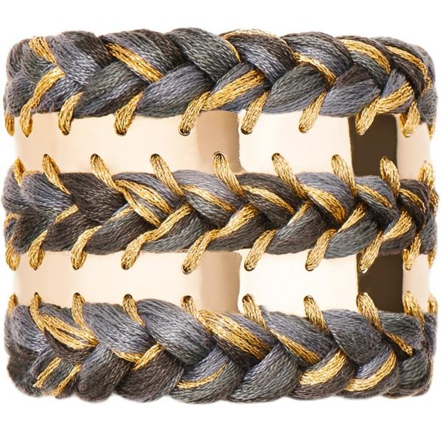 Armbånd læder guldgrå tråd model