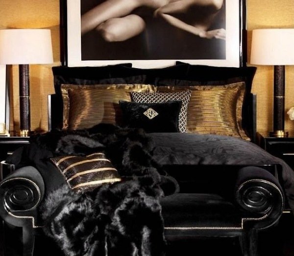 Luksus soveværelsesmøbler-Ralph Lauren-Sort fløjlsskind