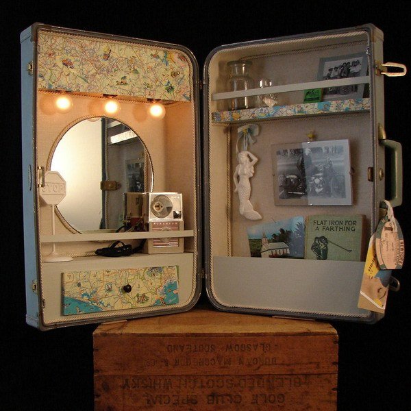 deco ideer gammelt kuffert hus kosmetisk spejl