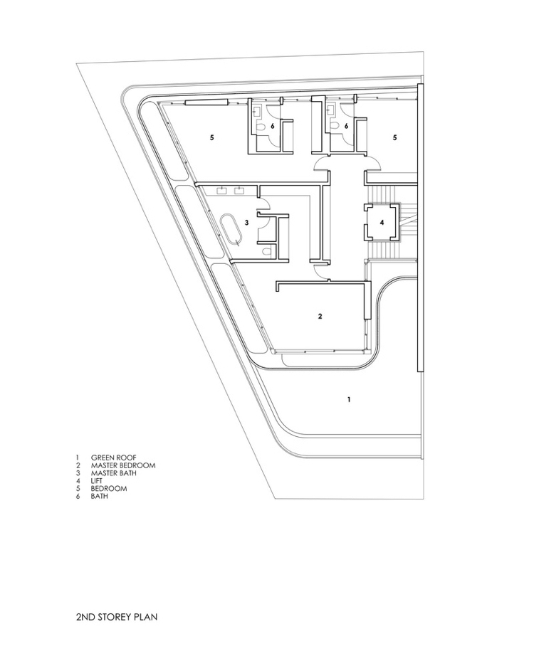 Udvendige bambuspersienner på facaden af ​​en byvilla -plan