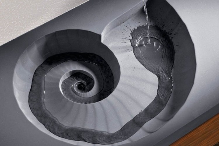 vask-badeværelse-design-innovativ-spiral-fure-vand-flow