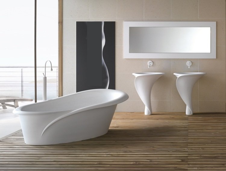 vask-badeværelse-design-innovativ-fritstående-badekar-træ-gulv-vask-konsol-dobbelt