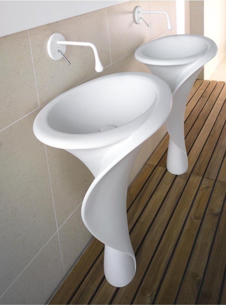 håndvask-badeværelse-design-innovativ-dobbelt-håndvask-beige-hvid-moderne