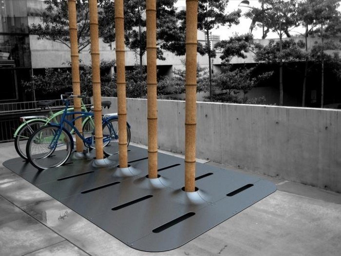 Bambuspinde-cykel-park-cykel-stativer-design-offentlige-rum-skabe
