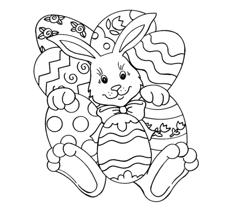gratis-print-farvelægning-sider-påske-kanin-påske-æg-idé-børn