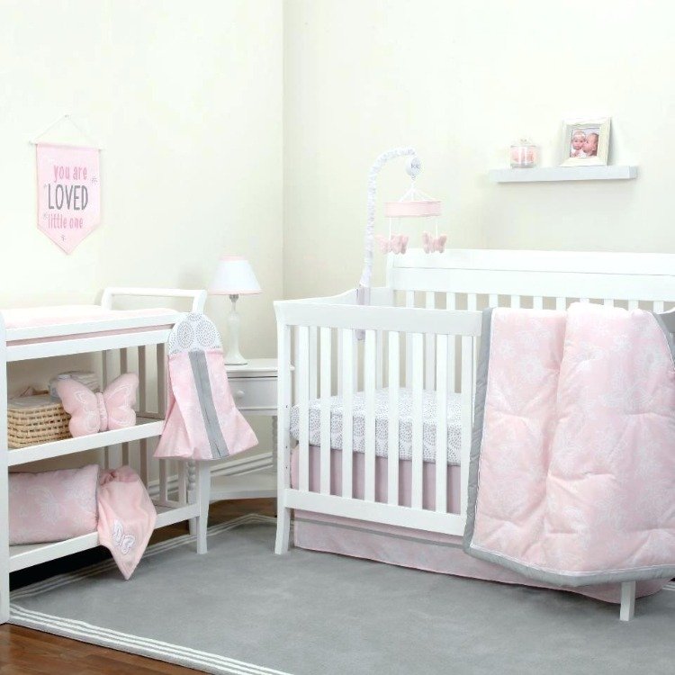 baby værelse design ideer grå pink mejetærsker