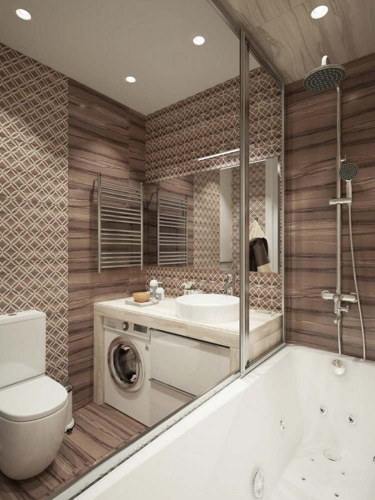 badeværelse 4 kvm ideer møbler sanitære løsninger praktiske værelsesdesign vaskemaskine toiletmassage