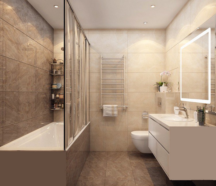 badeværelse 4 kvm ideer møbler sanitære løsninger praktisk indretning håndvask radiator badekar spejl