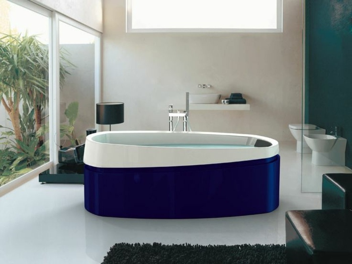 badeværelse design badekar blå spa moderne