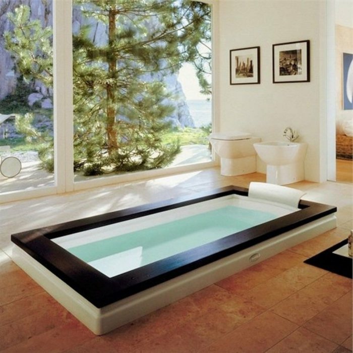 badekar design idé spa wellness vindue udsigt badeværelse