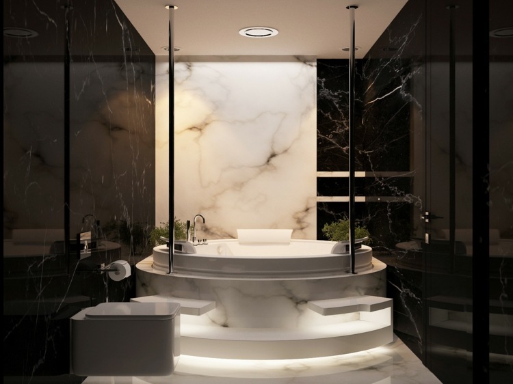 marmor sort hvid badeværelse design elegant moderne luksus