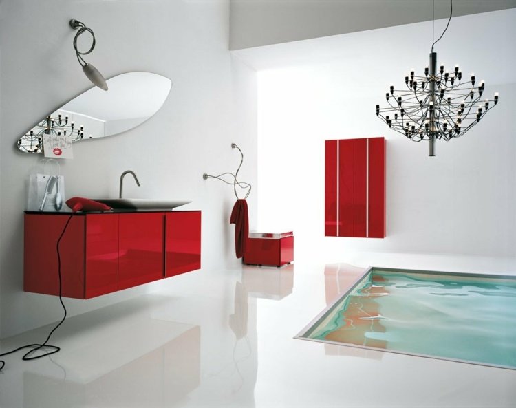 Badeværelsesideer badeværelsesmøbler ideer skab rødt spejl