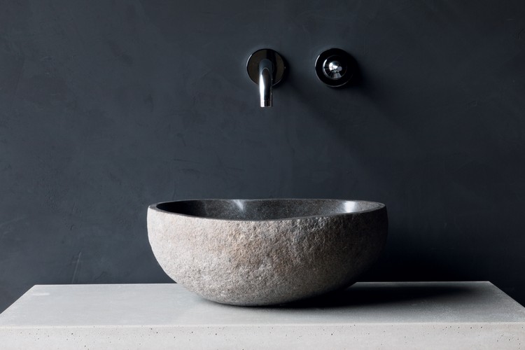 minimalistisk håndvask natursten rund