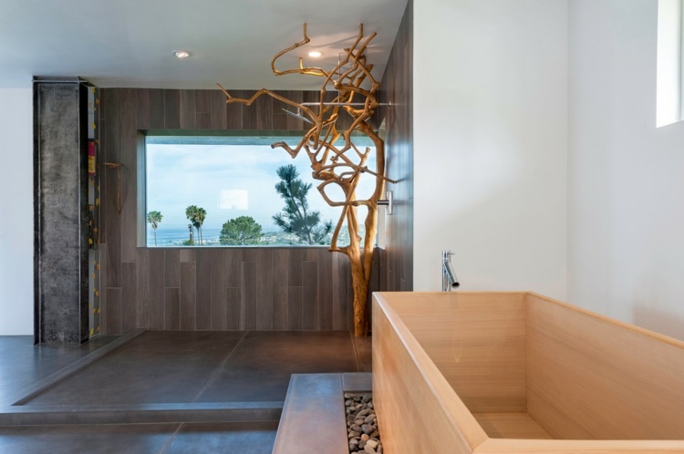 Badeværelse træ ideer møbler brusebad fritstående badekar