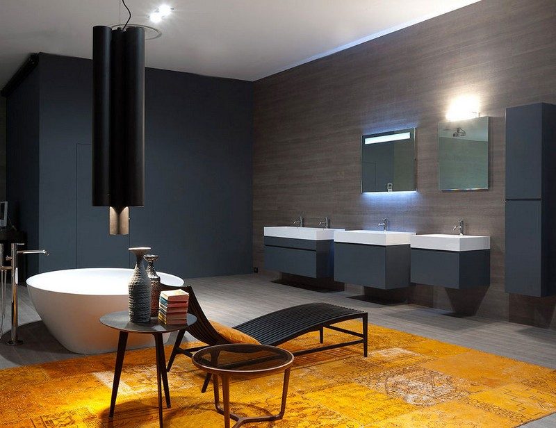 Badeværelse spejl-belysning-LED-moderne-design-tæppe-fritstående badekar