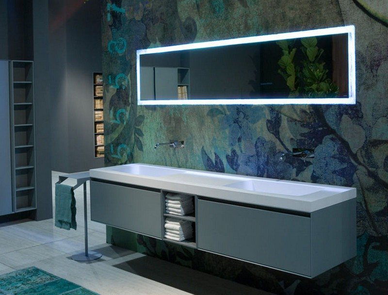 Badeværelse spejl-belysning-ideer-moderne-stilfulde-ideer-rektangulært-design