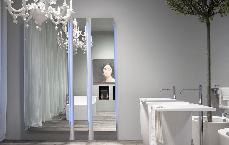 Badeværelse spejl-belysning-bordplade-håndvask-lysekrone-ideer