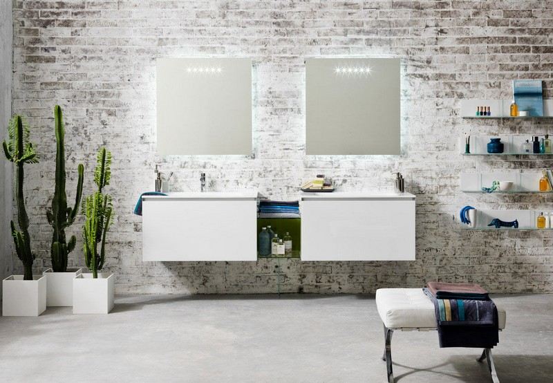 Badeværelse spejl-belysning-ideer-moderne-minimalistisk-møblering
