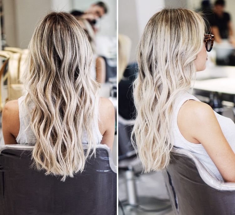 balayage-blond-brun-platin-blond-lys-lang-hår