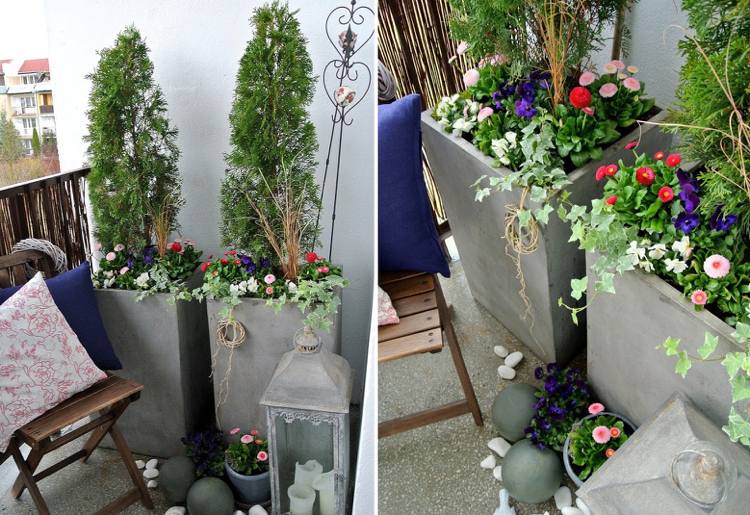Få din altan til at ligne foråret dekorere Tusind smukke vedbendshøje plantager lavet af beton