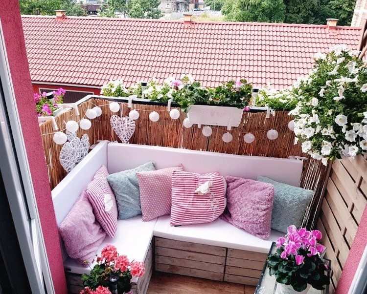 hjørnesofa balkon diy ideer romantisk design