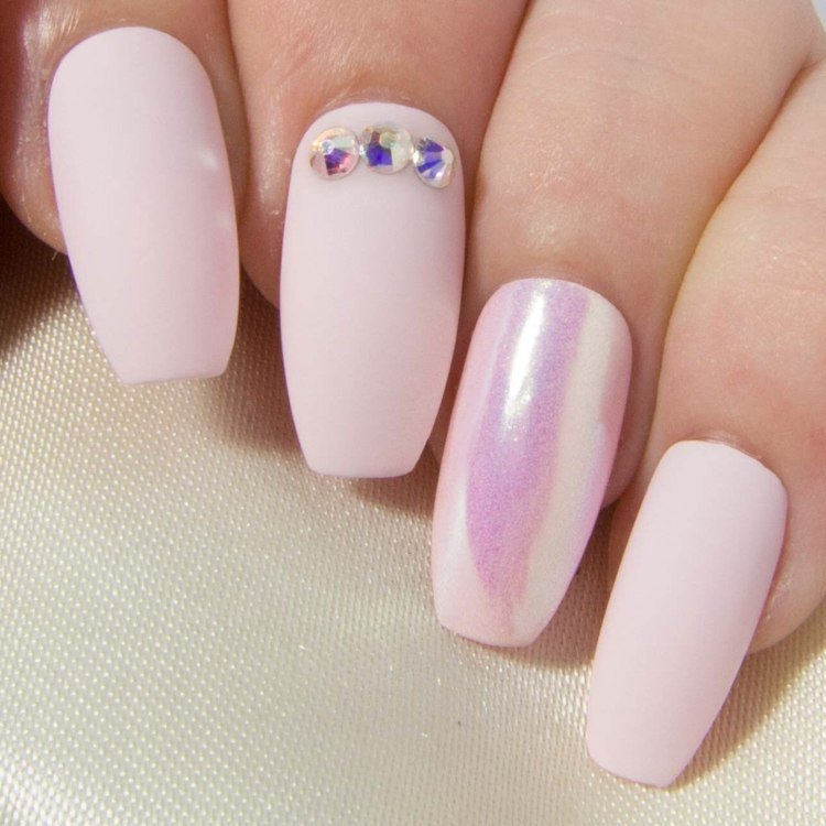 Ballerina negle akryl pastel pink rhinestones