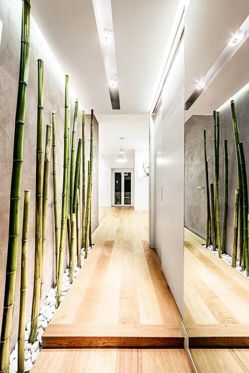 tapeta s bambusom v interiéri spálne