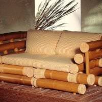 záclony s bambusom v interiéri kuchynského obrázku