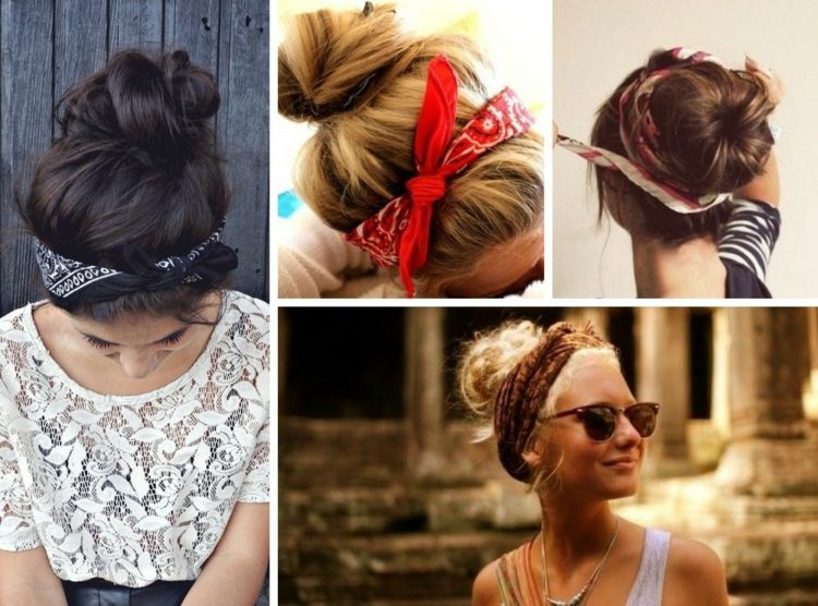 bandana-frisurer-bolle-idé-afslappet-updo