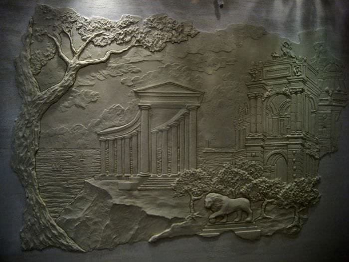 vakker soverom stil med bas-relief