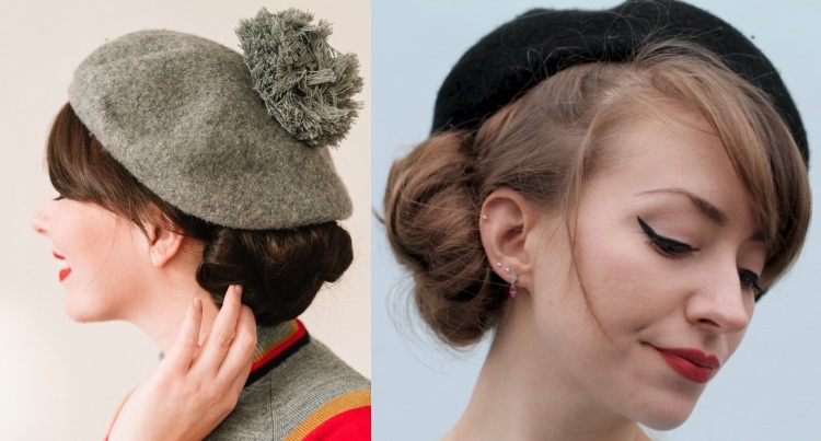 baret kasket hår frisure updo chic