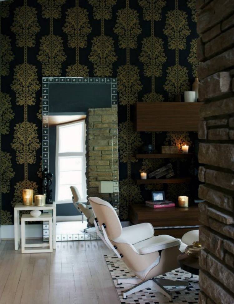 barok-møbler-moderne-tapet-spejl-sort-natur-sten-stearinlys