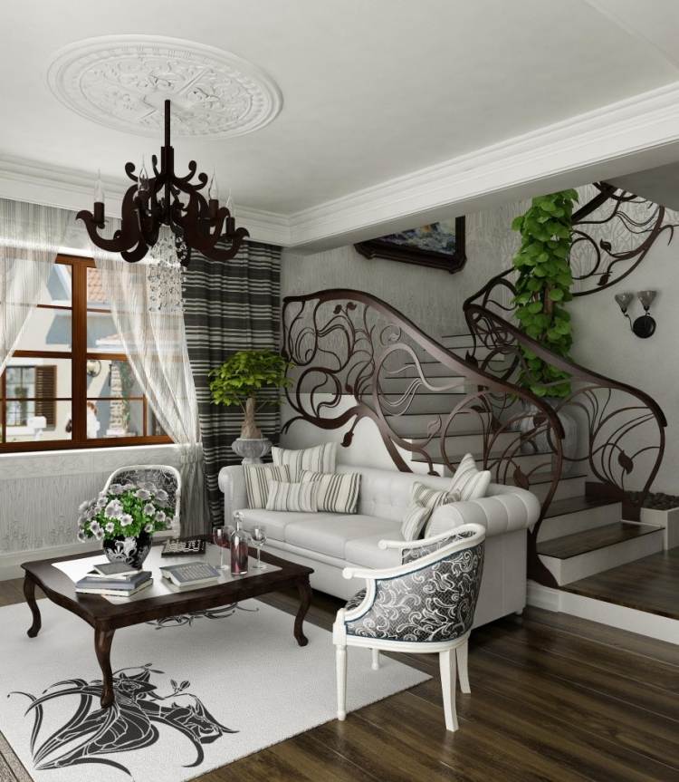 barok-lænestol-møbler-moderne-hvid-trappe-gelænder-hellig-gulv
