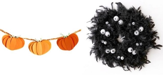 Fjer boa krans sort-tinker krans-græskar Halloween smykker