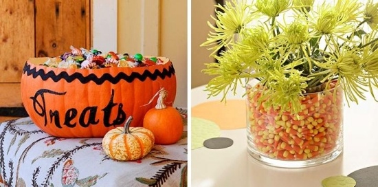 Håndværk ideer til Halloween skål slik græskar vase blomster