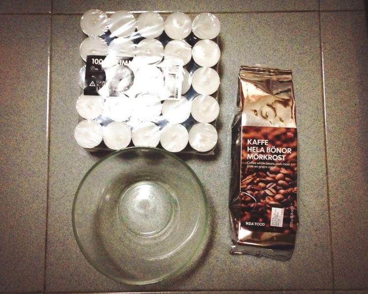 Håndværksideer med kaffebønner -stager-fyrfadslys-skål-pakke-ikea