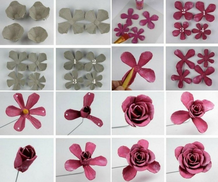 tinker med æggekarton tinkerinstruktioner-tinkering-idé-roser-pink-maleri