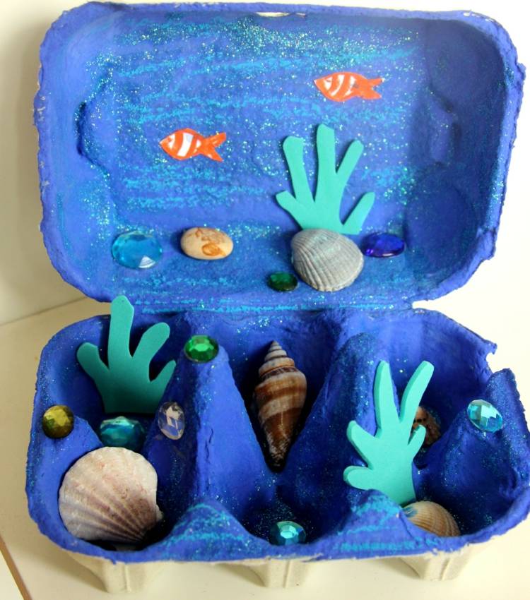 tinker-æggekarton-undervands-verden-børn-tinker-papir-koral-fisk