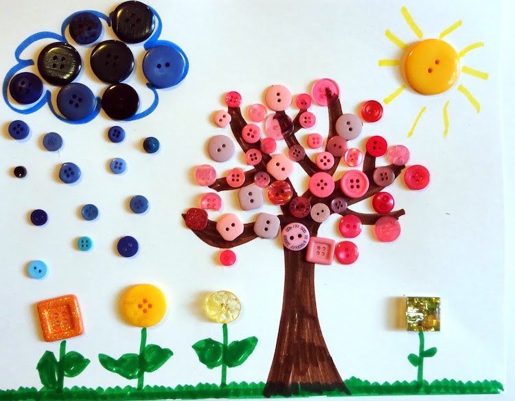 tinker-børnehave-børn-efterår-instruktioner-knapper-billede-træ